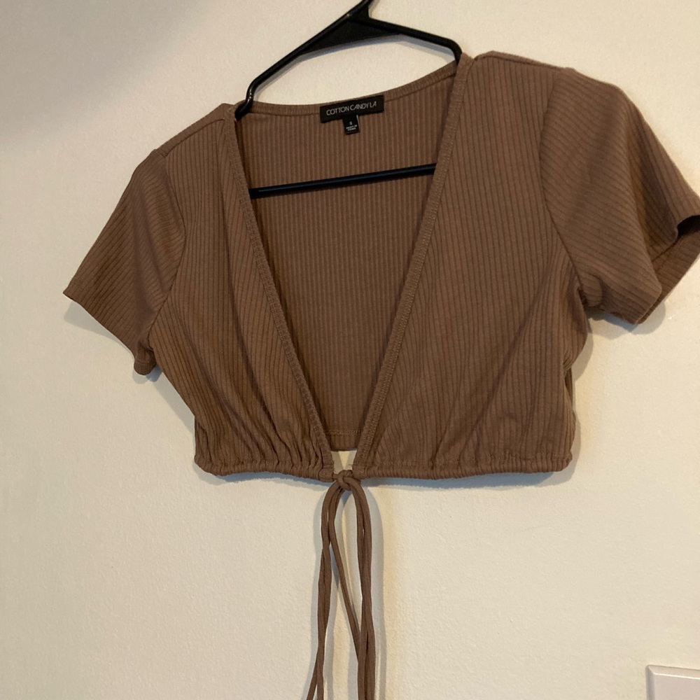 Brown, tie, crop top